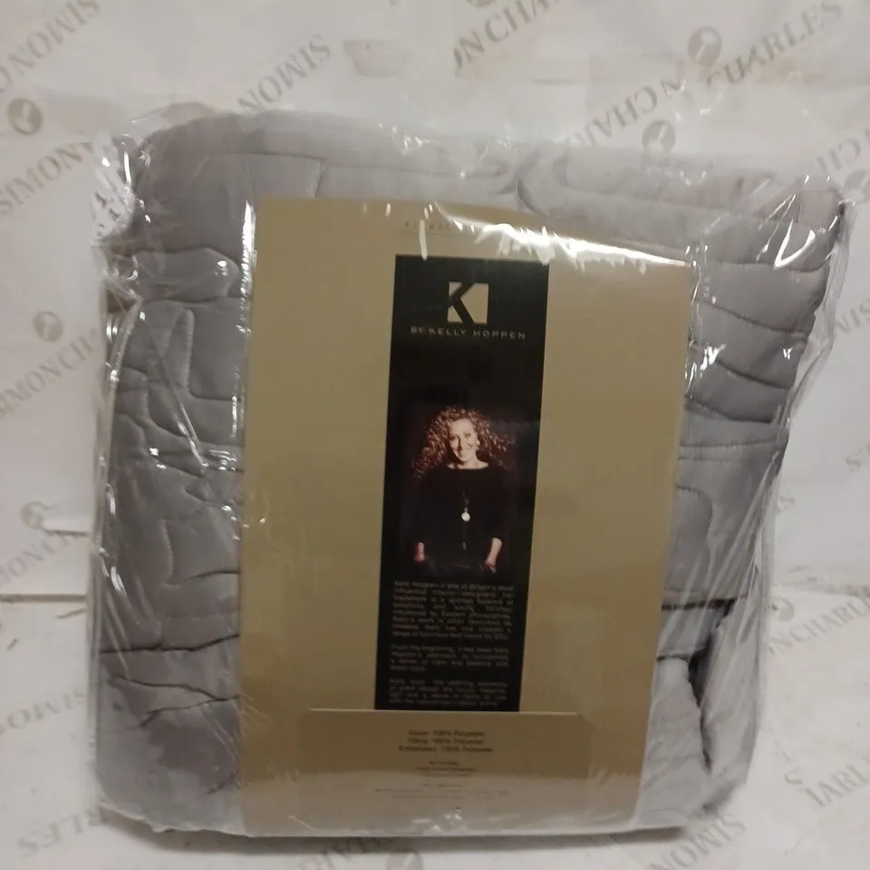 FINEST BED LINEN BY KELLY HOPPEN SILVER GREY KING SIZE EMBROIDED SET 