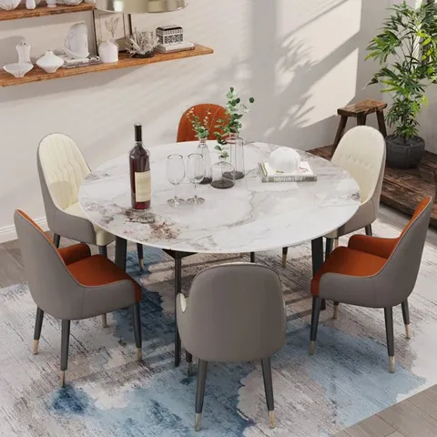 BOXED IVY BRONX MARBLE DINING TABLE WITH METAL LEGS EXTENDABLE HOME KITCHEN TABLE (2 BOXES)