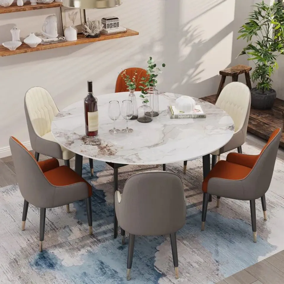 BOXED MARBLE DINING TABLE WITH METAL LEGS (2 BOXES)