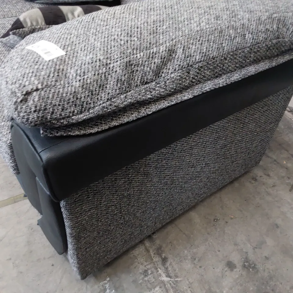 DESIGNER CROYDON THREE SEATER SOFA WITH SCATTER CUSHIONS BLACK FAUX LEATHER & GREY FABRIC