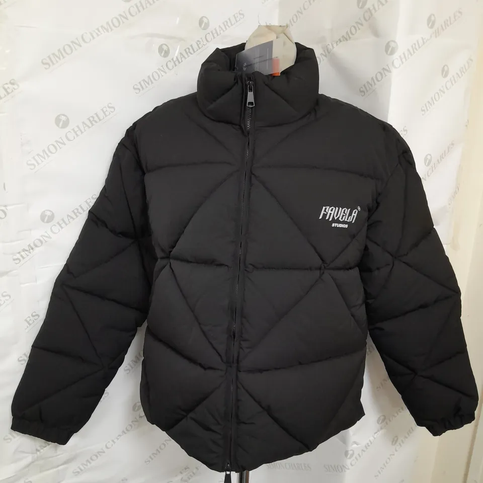 FAVELA STUDIOS QUILTED PUFFER JACKET IN BLACK SIZE M