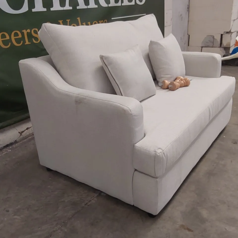 QUALITY DESIGNER LIGHT GREY FABRIC 2 SEATER SOFA