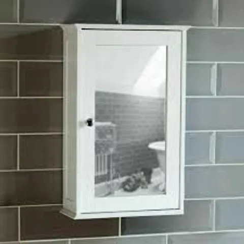 BOXED HOME DISCOUNT MILANO BATHROOM CABINET SINGLE MIRRORED DOOR WALL MOUNTED - WHITE (1 BOX)