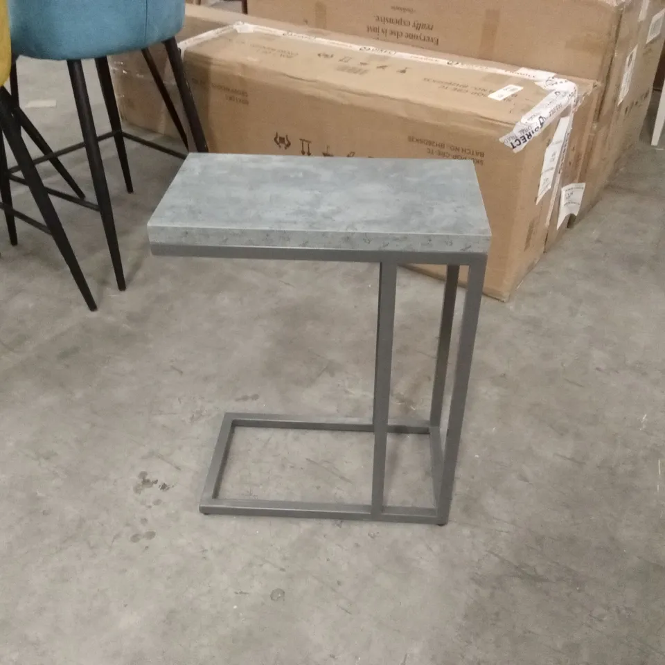 QUALITY DESIGNER RENZO ZINC & DARK GREY SOFA TABLE