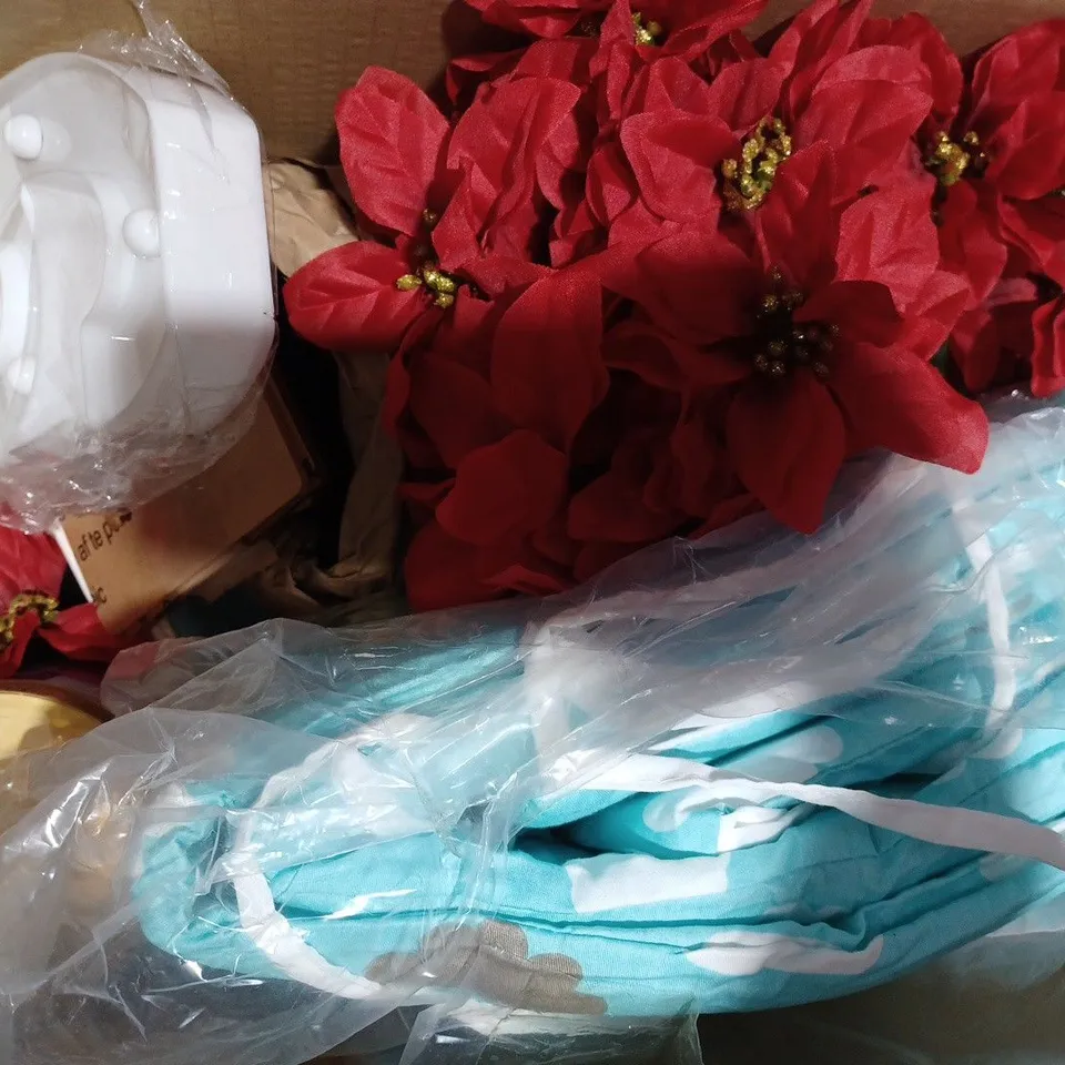 BOX OF APPROXIMATELY 8 ASSORTED HOUSEHOLD ITEMS TO INCLUDE SHUNWEI TRASH KIN, PHOTO FRAME IN YELLOW, ETC