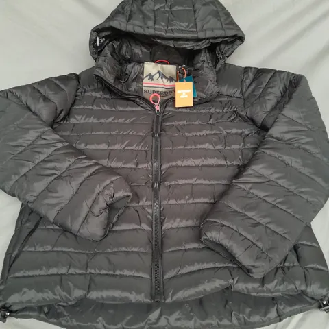 SUPERDRY HOODED FUJI SPORT PADDED JACKET IN BLACK SIZE 2XL