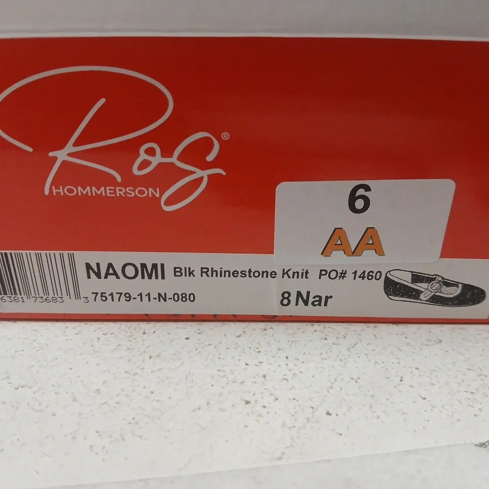 NAOMI BLACK RHINESTONE KNIT FLATS – UK 8 NARROW (8 NAR)
