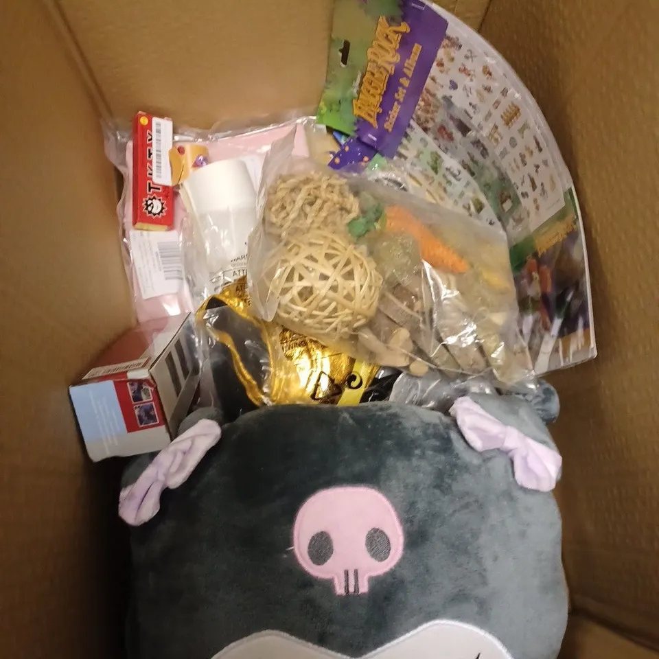 BOX OF APPROXIMATELY 5 ASSORTED ITEMS TO INCLUDE  DOG TOYS, SNAP BANDS, NUMBING CREAM ETC