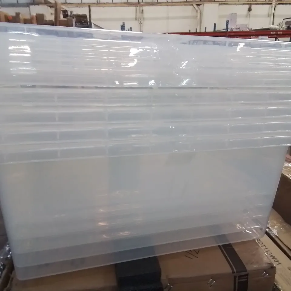 LOT OF 5 WHAM CRYSTAL 45L STORAGE CRATES