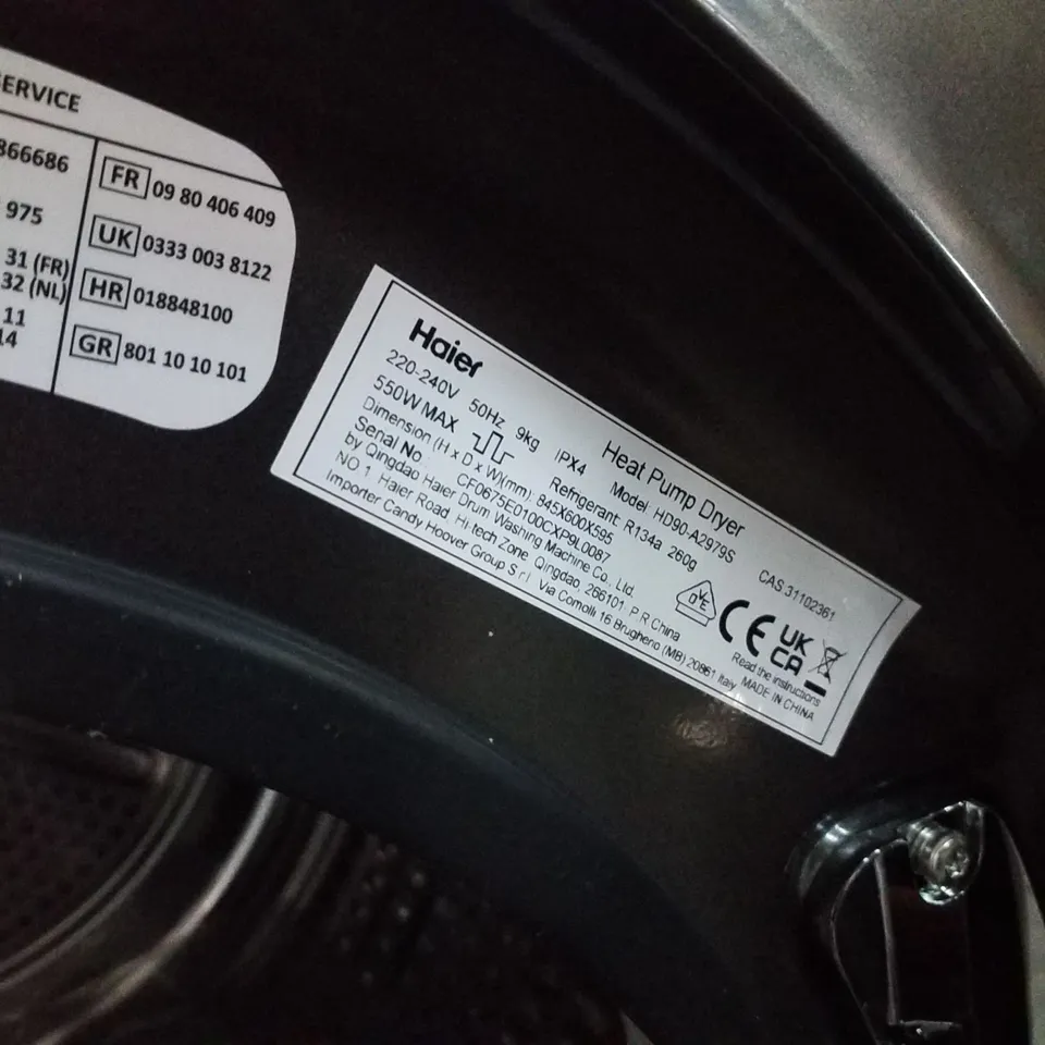 HAIER FREESTANDING HEAT PUMP TUMBLE DRYER GRAPHITE