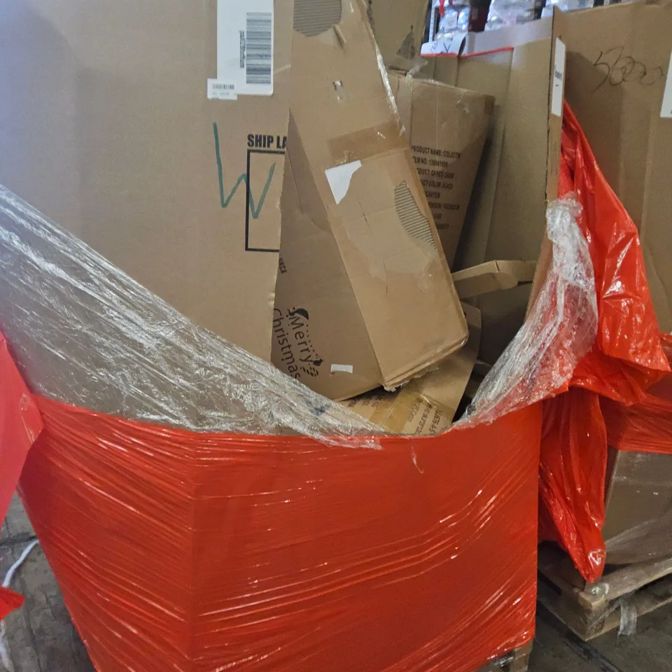 PALLET OF ASSORTED ITEMS, INCLUDING,CHRISTMAS TREES, OFFICE CHAIR, FOOD DEHYDRATOR, CONVDCTOF HEATER,