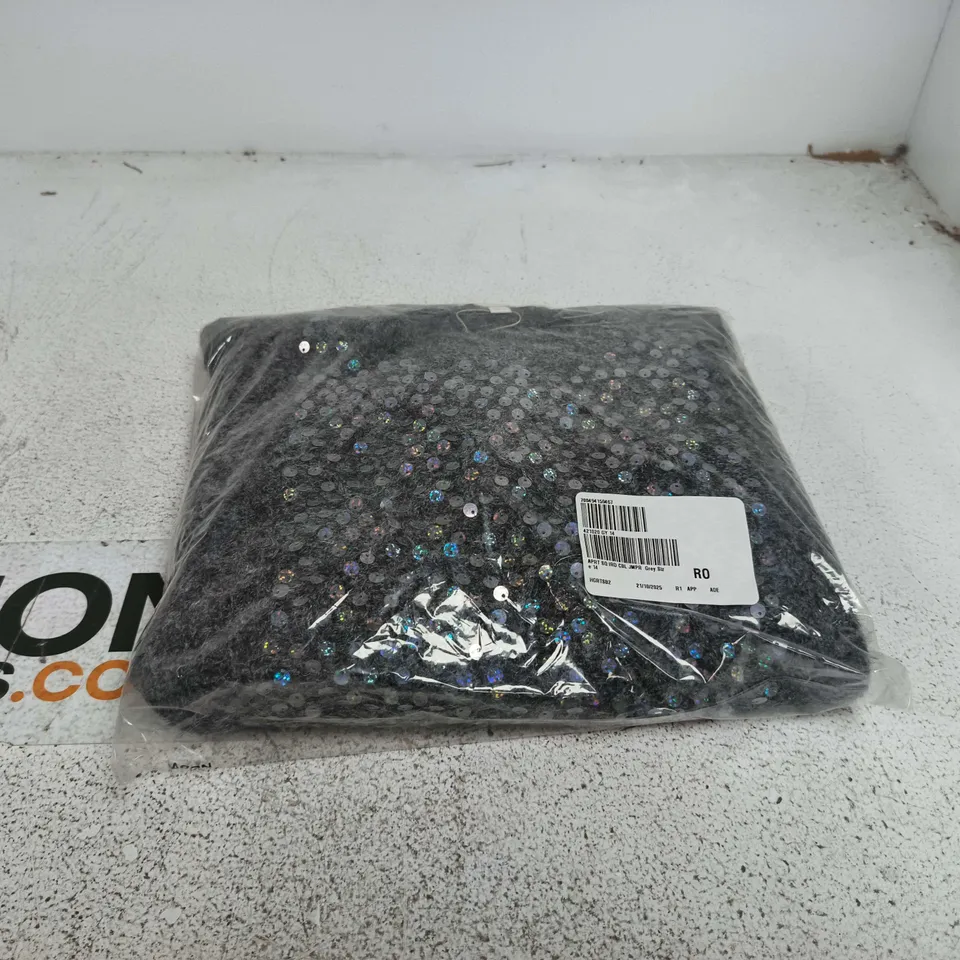 APRICOT SEQUIN JUMPER GREY SIZE 14