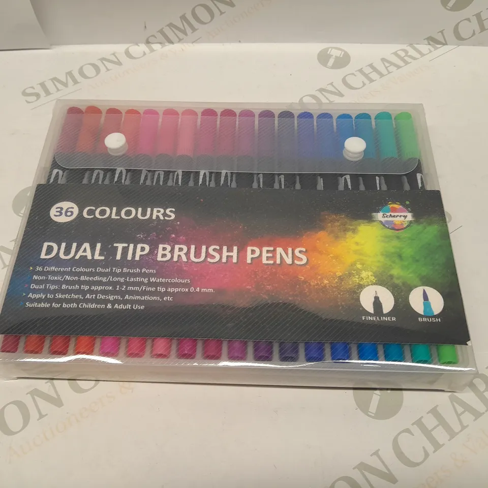 EIGHT PACKS OF BRAND NEW SCHERRY 36 COLOURS DUAL TIP BRUSH PENS