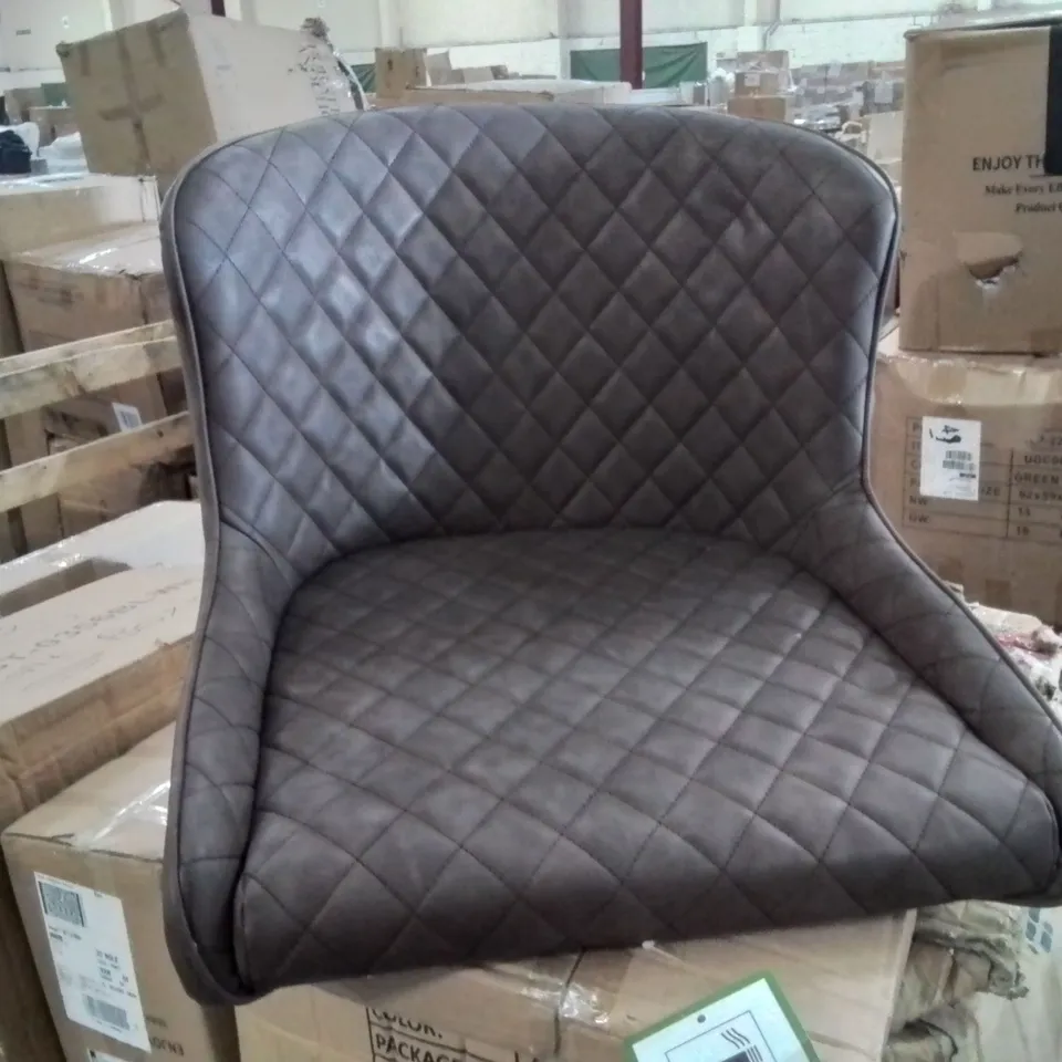 BOXED DUNDAS SET OF TWO BROWN FAUX LEATHER BARSTOOLS