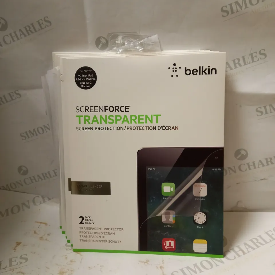 LOT OF APPROX 6 X 2 BELKIN SCREENFORCE TRANSPARENT PROTECTION FOR 9.7" IPAD PRO, IPAD AIR/ IPAD AIR 2	