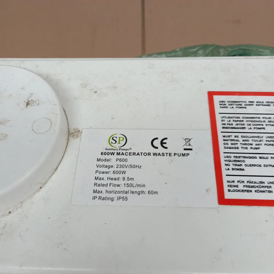 600W MACERATOR WASTE PUMP – MODEL P600