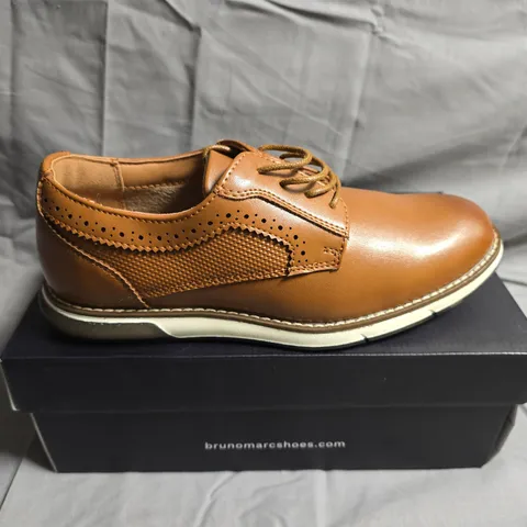BOXED PAIR OF BRUNO MARC BROWN LEATHER SHOES - UK SIZE 2