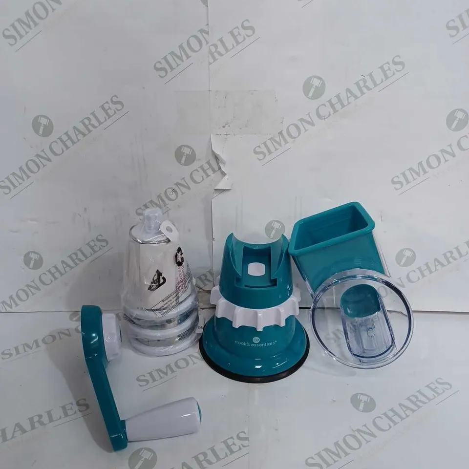 COOK'S ESSENTIALS SPEED GRATER & SLICER WITH SUCTION BASE IN TEAL