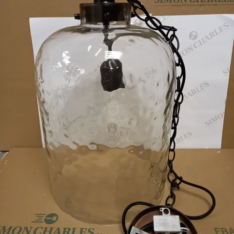 DAR LIGHTING TIGODA 1LT SINGLE PENDANT BRONZE AND GLASS LIGHT FIXTURE 