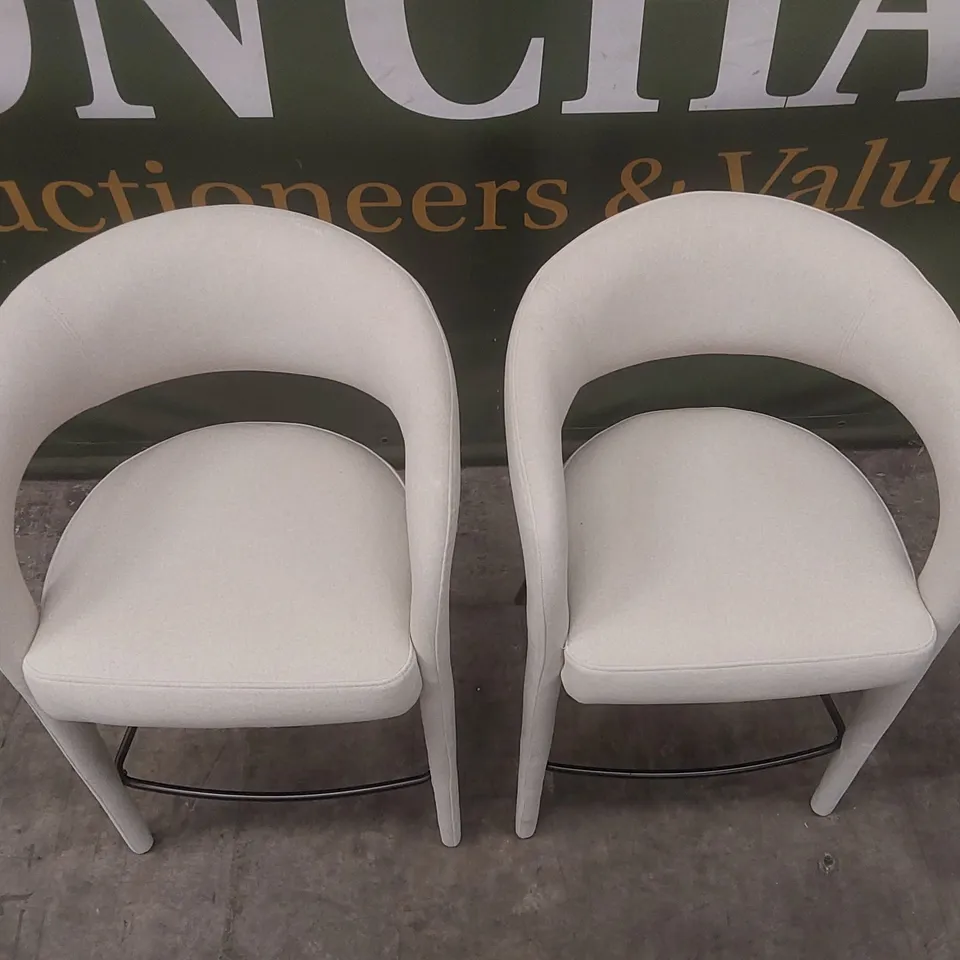 SET OF 2 DANETTI RHETT CREAM PLUSH FABRIC BAR STOOLS