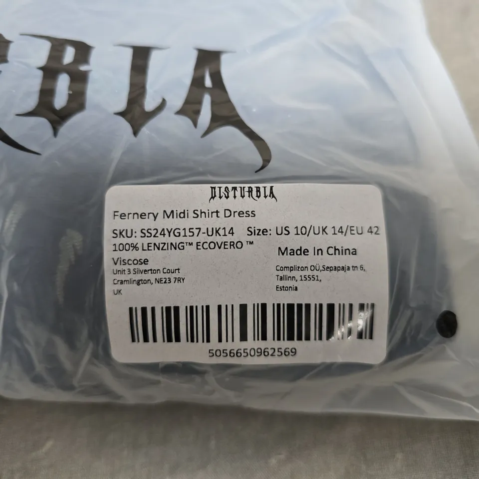 BAGGED DISTURBIA MIDI SHIRT DRESS – UK 14 