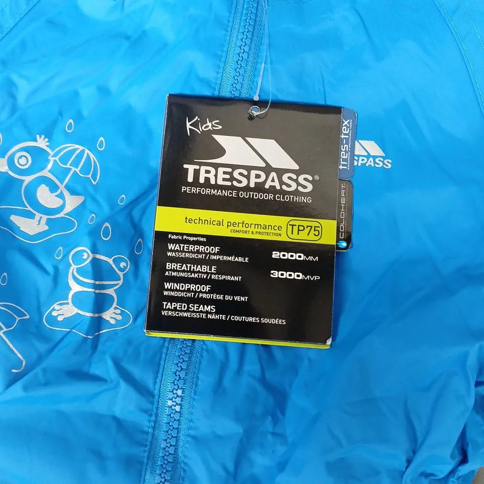TRESPASS DRIPDROP BABIES RAIN SUIT IN BLUE - 12-18 MONTHS