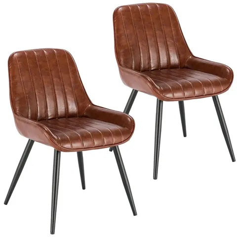 BOXED PAIR OF KNIGHTON UPHOLSTERED DINING CHAIR - BROWN (1 BOX)