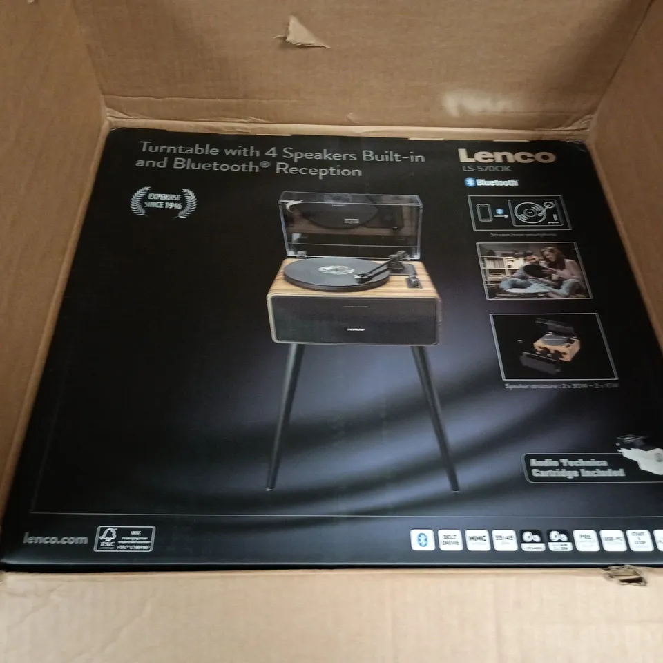 LENCO TURNTABLE WITH BUILT-IN SPEAKERS – BLUETOOTH, BOXED
