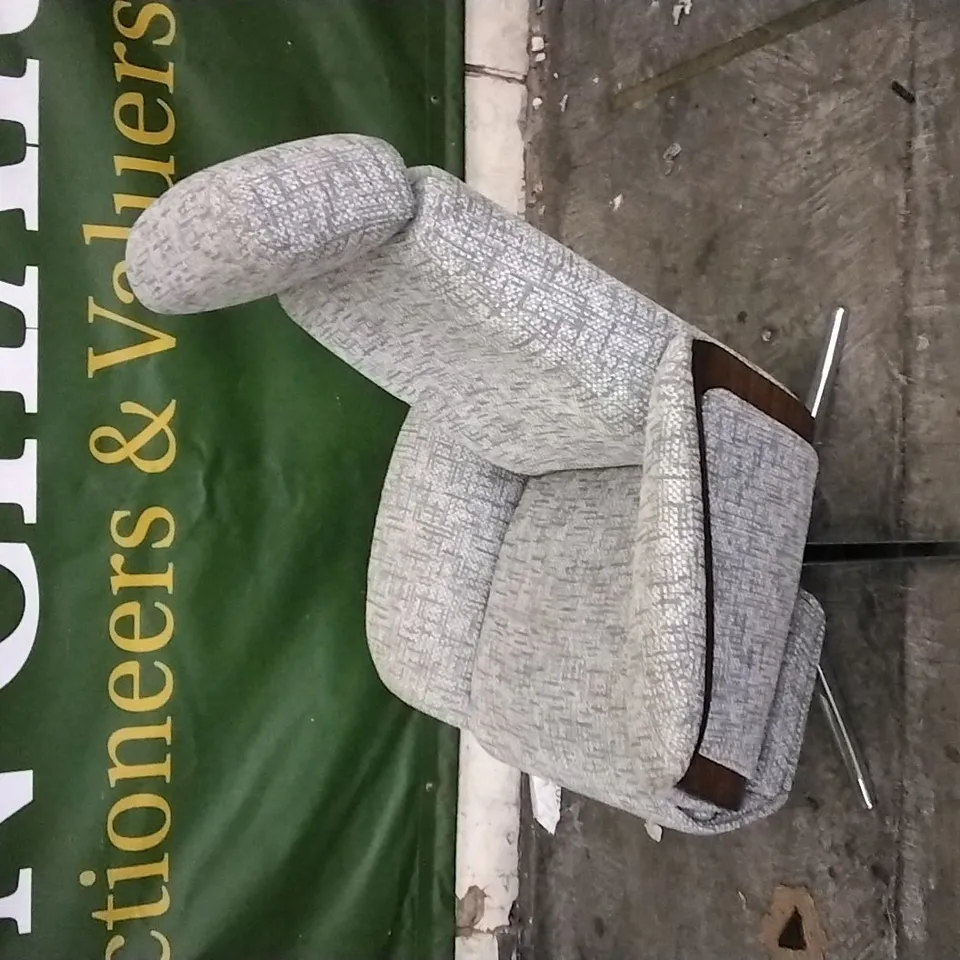 QUALITY BRITISH DESIGNED & MANUFACTURED G PLAN GREY PATTERNED FABRIC SWIVEL CHAIR