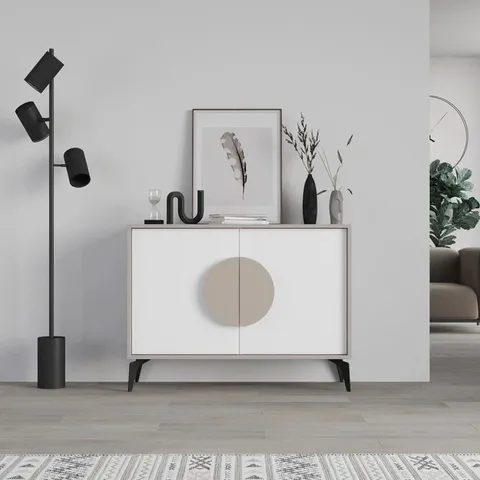 BOXED GORA CONSOLE SIDEBOARD DISPLAY UNIT 110 CM - WHITE (2 BOXES)