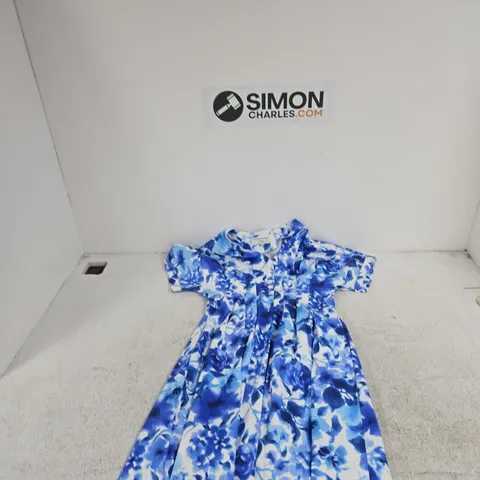 HELENE BERMAN LONDON DRESS – BLUE & WHITE FLORAL, UK 10 (MADE IN ENGLAND)