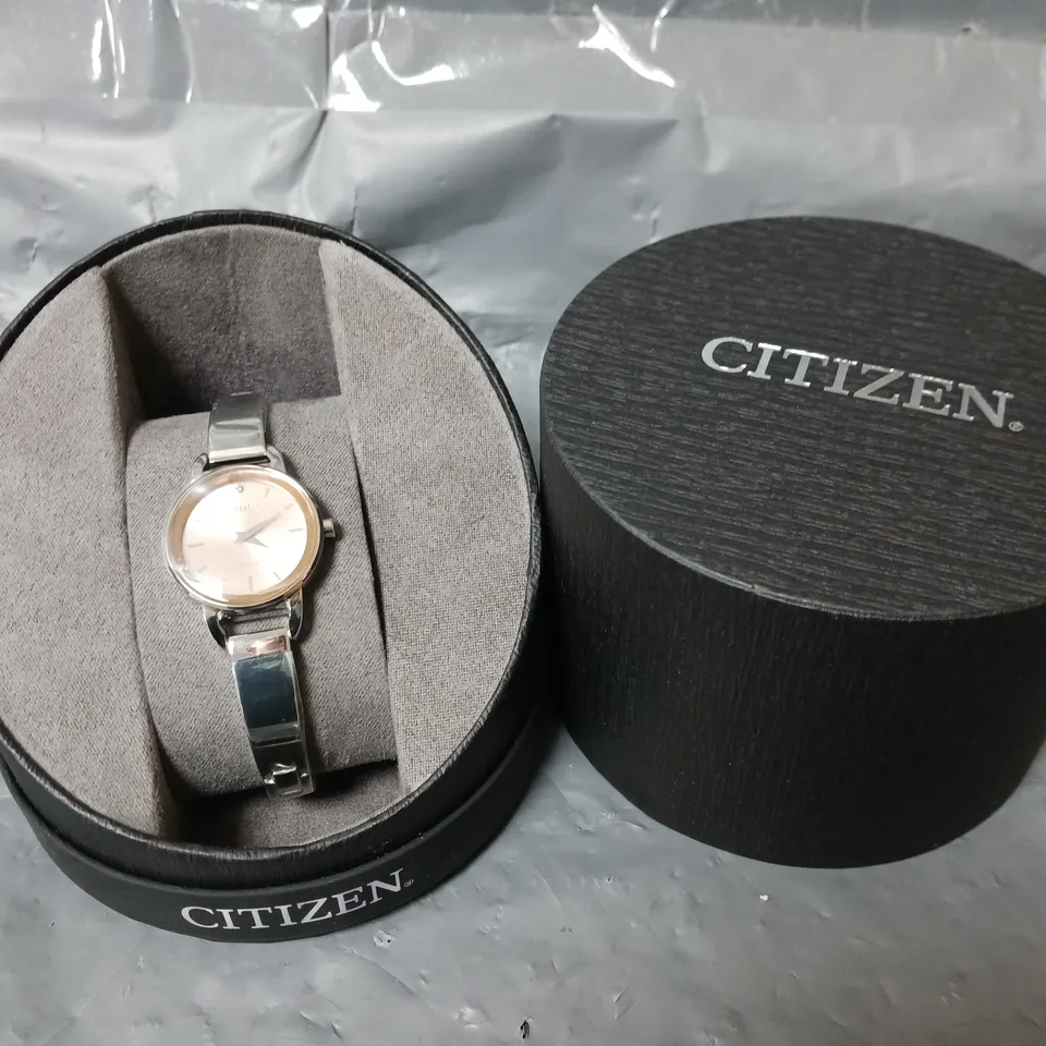 CITIZEN QUARTZ PINK MOTHER OF PEARL DIAL STAINLESS STEEL LADIES WATCH