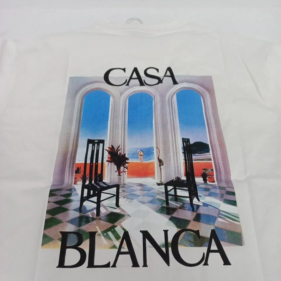 CASA BLANCA WHITE T‑SHIRT WITH GRAPHIC PRINT  - SIZE XXL