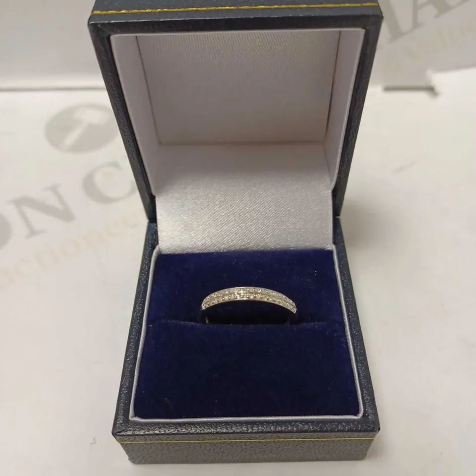 LOVE DIAMOND 9CT WHITE GOLD 1/2 CARAT DIAMOND DOUBLE ROW ETERNITY RING - SIZE L RRP £829