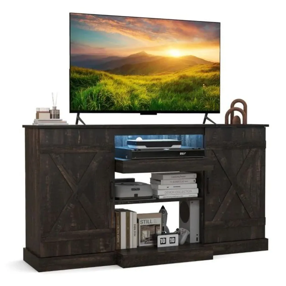 BOXED TV CABINET WITH 3-LEVEL SHELVES FOR TVS UP TO 68 INCH