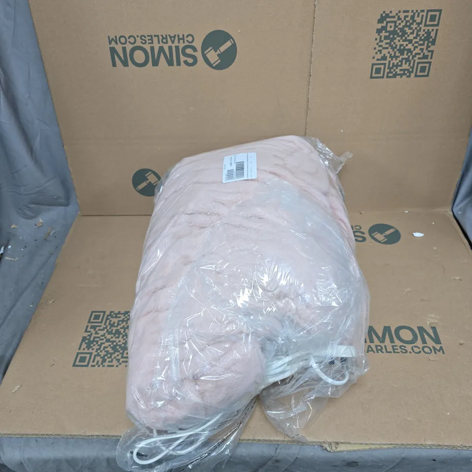 COZEE HOME LUXURY RUCHED FAUX FUR ABD VELVETSOFT HEATED THROW PINK