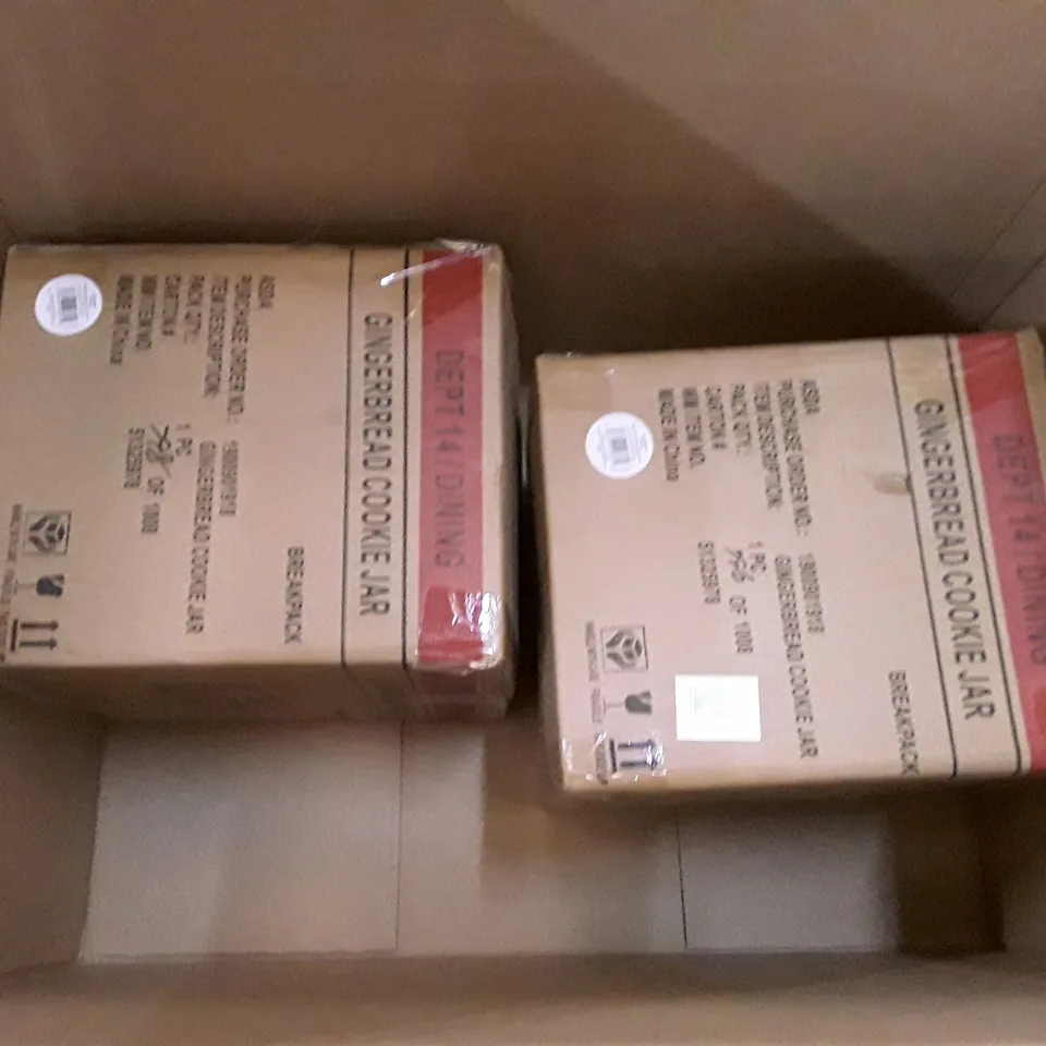 BOX CONTAINING 2 BRAND NEW GINGERBREAD COOKIE JARS