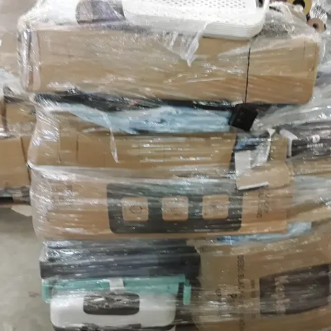 PALLET OF ASSORTED HOUSEHOLD GOODS AND PRODUCTS TO INCLUDES:VACUUM STORAGE BAGS,WALLPAPER ROLLS,SUITCASES