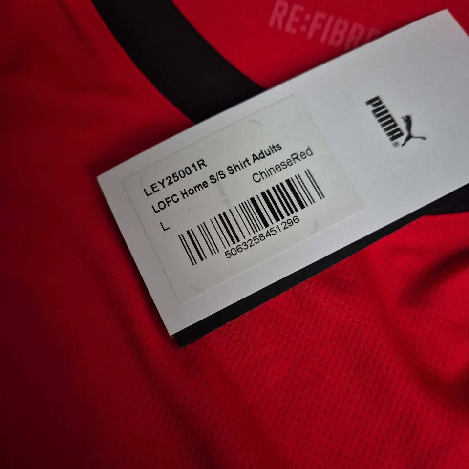 LEYTON ORIENT FC HOME SHIRT – ADULT LARGE – RED (PUMA) WITH EASTDIL SECURED SPONSOR