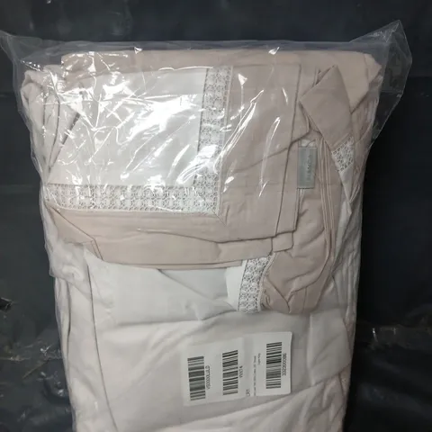 BIANCA OXFORD LACE TRIM DUVET SET - NATURAL - SUPER KING SIZE