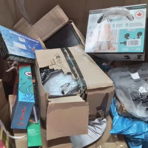 PALLET CONTAINING VARIOUS ASSORTED BOXED HOUSEHOLD ITEMS TO INCLUDE: AQUARIUM LIGHTS, BABYS UPSEAT, BIRD REPELLENT AND LOTS MORE UNMARKED BOXED ITEMS 
