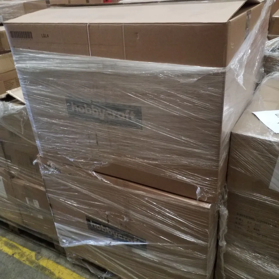 PALLET CONTAINING ASSORTED CHRISTMAS PRODUCTS & DECORATIONS INCLUDING CERAMIC HOUSES, STAR PINATA, CHRISTMAS TRIVIA CARDS, MINI CROSS STITCHES & DYE PENCIL CASES