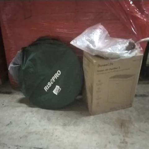 PALLET OF ASSORTED PRODUCTS AND HOUSEHOLD GOODS TO INCLUDE;POPUP TENT,SMART AIR PURIFIER,STAINLESS STEEL PAN