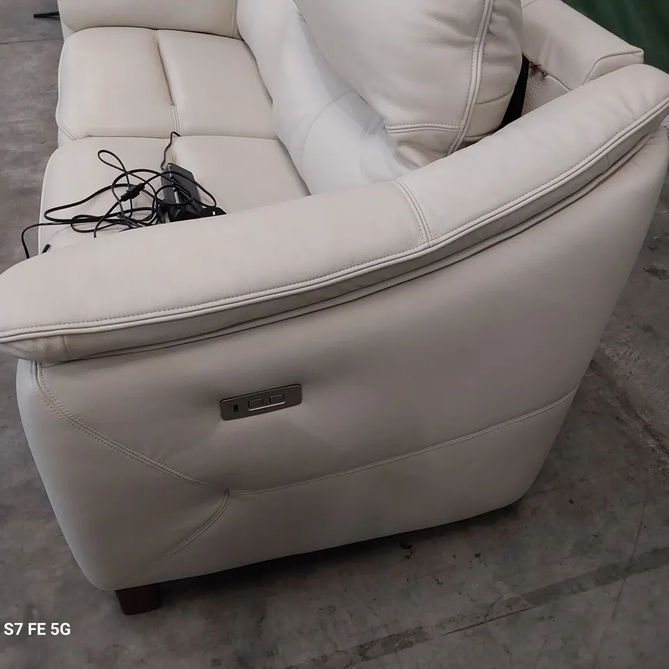 QUALITY BRITISH DESIGNER G PLAN JACKSON POWER RECLINING THREE SEATER SOFA CAPRI STONE LEATHER 