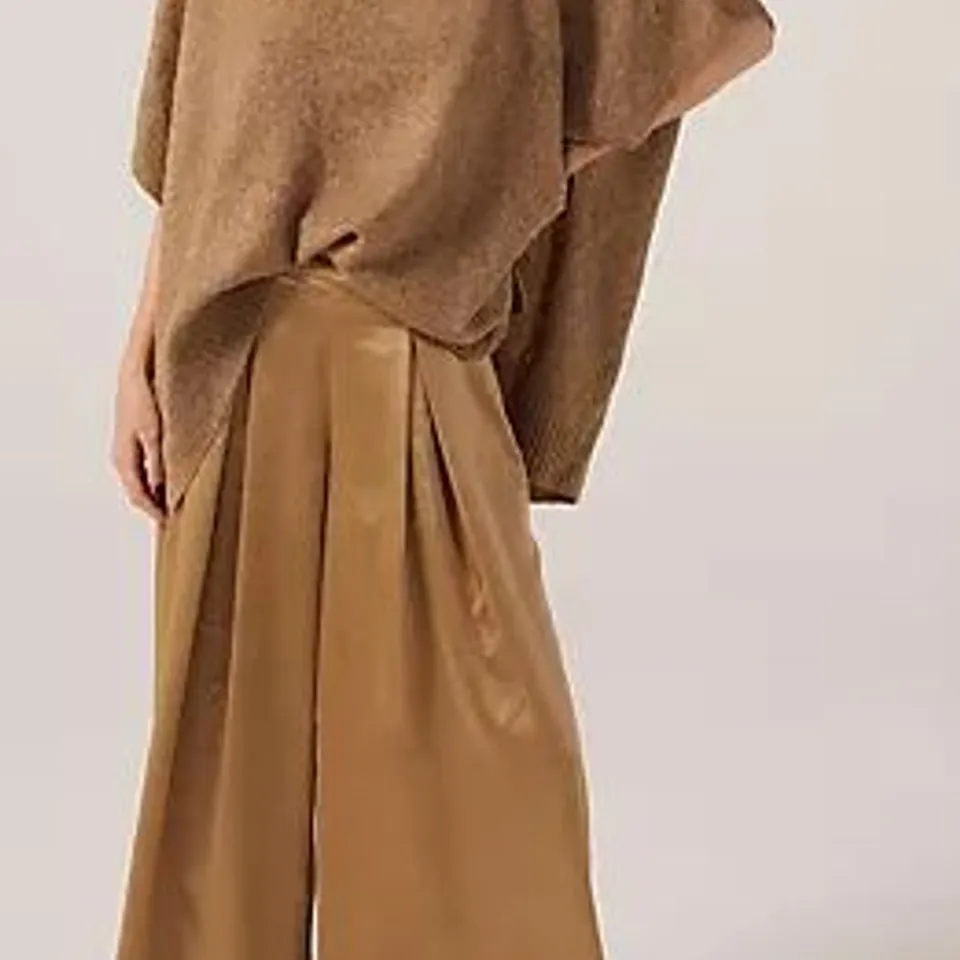 MARLAWYNNE COLLECTION SATIN WIDE LEG TROUSERS BRONZE MEDIUM