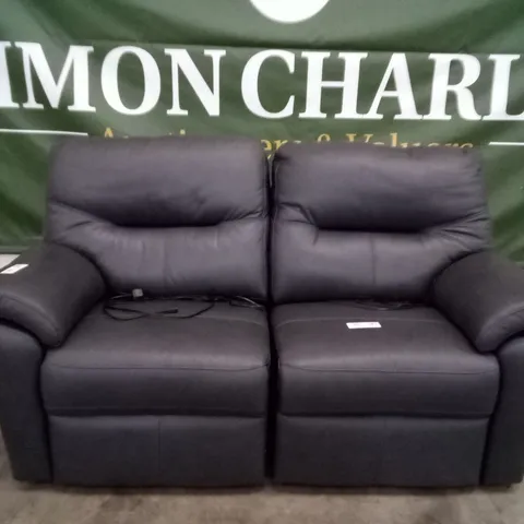DESIGNER G PLAN SEATTLE 2.5 SEATER ELECTRIC RECLINER DBL SOFA - CAMBRIDGE PETROL BLUE LEATHER