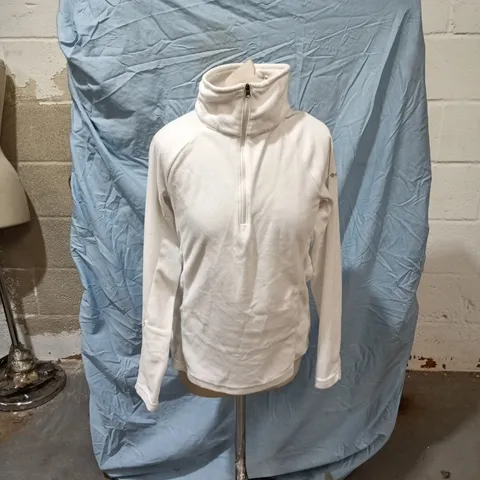 COLUMBIA WHITE FLEECE HALF-ZIP PULLOVER – SIZE S