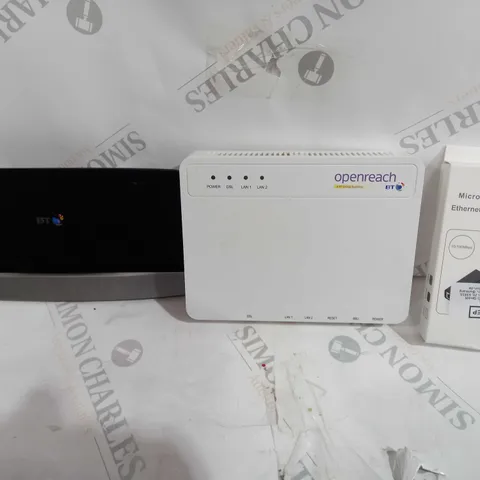 APPROX 20 HOUSEHOLD ITEMS TO INCLUDE BT ROUTER, OPERNEACH ROUTER, USB-ETHERNET ADAPTER