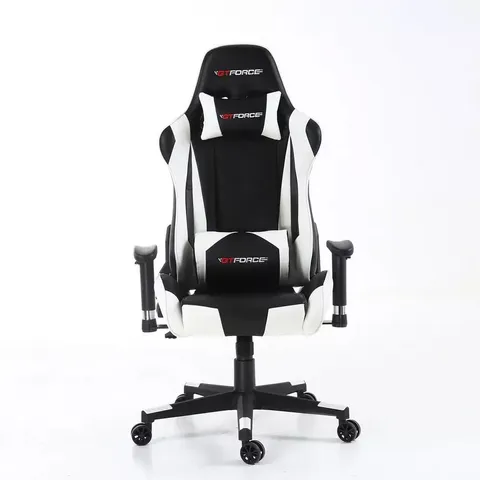 BOXED DESIGNER GT FORCE PRO FX LEATHER RACING SPORTS OFFICE CHAIR IN BLACK & WHITE