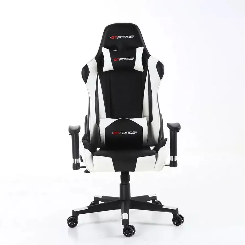 BOXED DESIGNER GT FORCE PRO FX LEATHER RACING SPORTS OFFICE CHAIR IN BLACK & WHITE